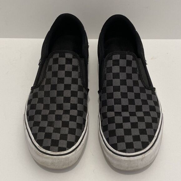 Vans Men's 11.5 Asher Deluxe Sneaker Classic Slip On Checkerboard Black Gray - Picture 5 of 11
